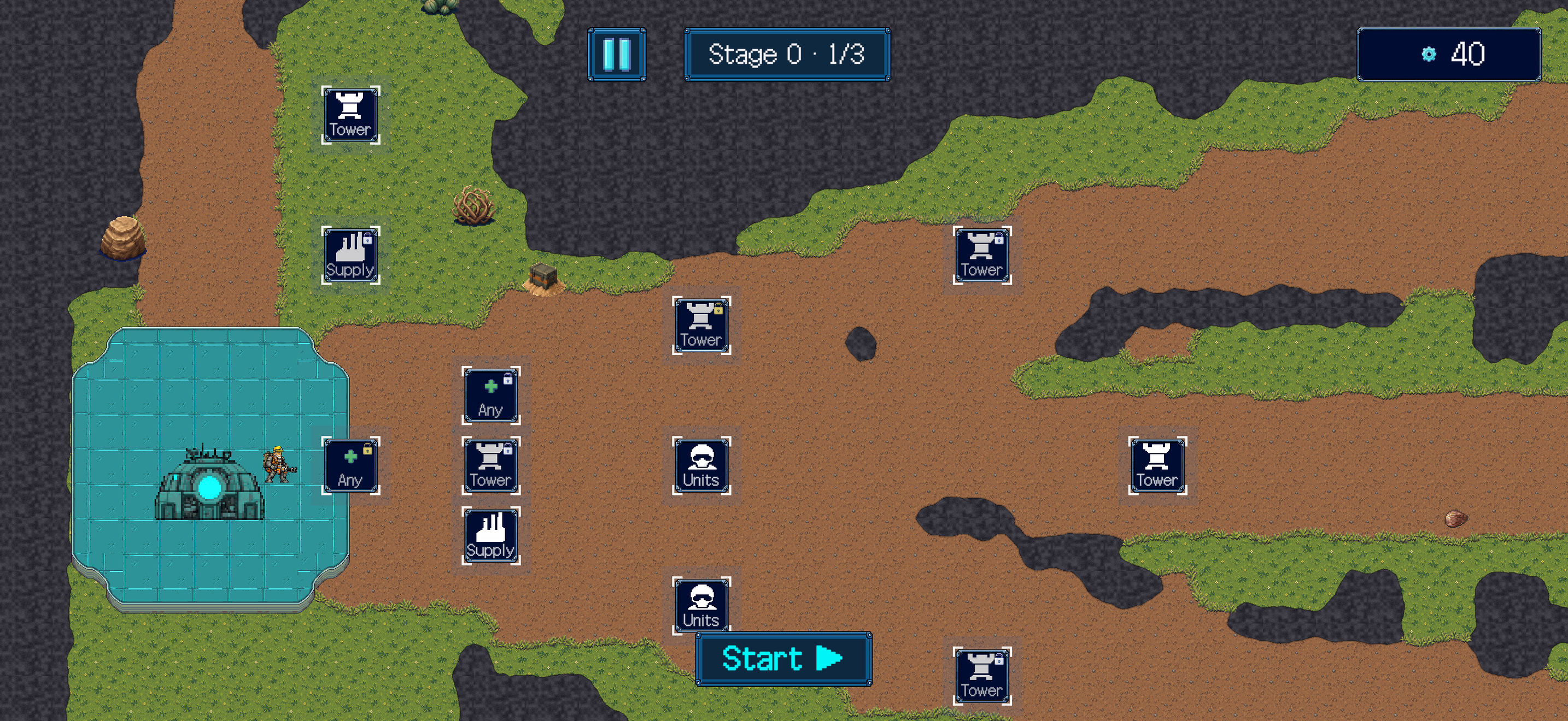 A frontier outpost and defenses prepared between waves
